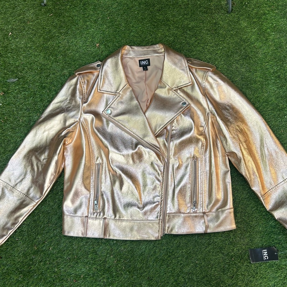 INC International Concepts Women's Rose Gold Faux Leather Jacket - Picture 5 of 8